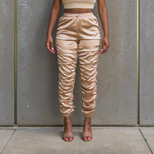 "Catching Flights" Satin Joggers